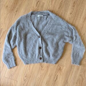 Double Zero Fuzzy Gray Cardigan